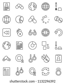 thin line vector icon set - toilet brush vector, glasses, world, personal information, pie graph, pills, gymnast rings, oxygen, earth, music hit, backward button, refresh, undo, loading, globe