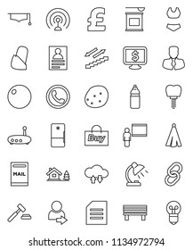 thin line vector icon set - towel vector, potato, graduate hat, blackboard, table lamp, document, personal information, manager, auction, monitor dollar, pound, fitball, swimsuite, sports nutrition