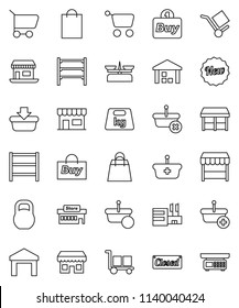 thin line vector icon set - office vector, cargo, warehouse, weight, shelving, new, closed, shopping bag, market, store, mall, buy, basket, cart, scales