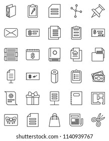 thin line vector icon set - toilet paper vector, book, copybook, clipboard, certificate, document, constellation, check, binder, dollar calendar, money, newspaper, thumbtack, mail, network, plan