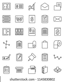 thin line vector icon set - cleaner trolley vector, toilet paper, book, clipboard, pin, constellation, check, annual report, receipt, binder, fitness mat, document, mail, plan, estate, gift, list