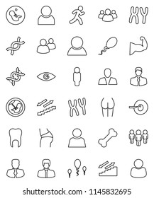 thin line vector icon set - manager vector, man, muscule hand, buttocks, stairways run, bone, client, group, eye, dna, pregnancy, insemination, chromosomes, sperm, tooth, user, consumer, customer