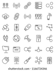thin line vector icon set - molecule vector, satellite, satellite, social media, link, rca, jack, connect, connection, network, server, folder, cloud exchange, big data, browser, usb modem, share