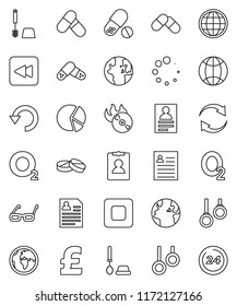 thin line vector icon set - toilet brush vector, glasses, world, personal information, pie graph, pound, pills, gymnast rings, oxygen, earth, music hit, stop button, backward, refresh, undo, loading