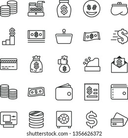 thin line vector icon set - bank card vector, purse, dollar, strongbox, coins, shopping basket, column of, denomination the, article on, wallet, money, dollars, cash, machine, cashbox, bag hand, atm