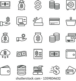 thin line vector icon set - bank card vector, purse, dollar, strongbox, cards, coins, shopping basket, column of, denomination the, article on, get a wage, catch coin, wallet, money, dollars, cash