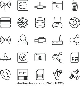 thin line vector icon set - power socket type b vector, f, big data, phone call, SIM card, connection, connections, dispatcher, mobile, usb, router, network, browser, connect, lan connector