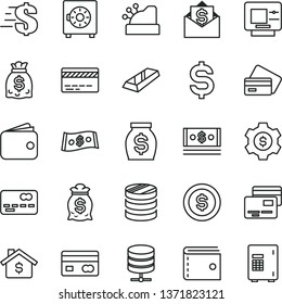 thin line vector icon set - bank card vector, purse, dollar, big data server, strongbox, cards, reverse side of a, front the, column coins, denomination, wallet, money, dollars, cash, cashbox, coin