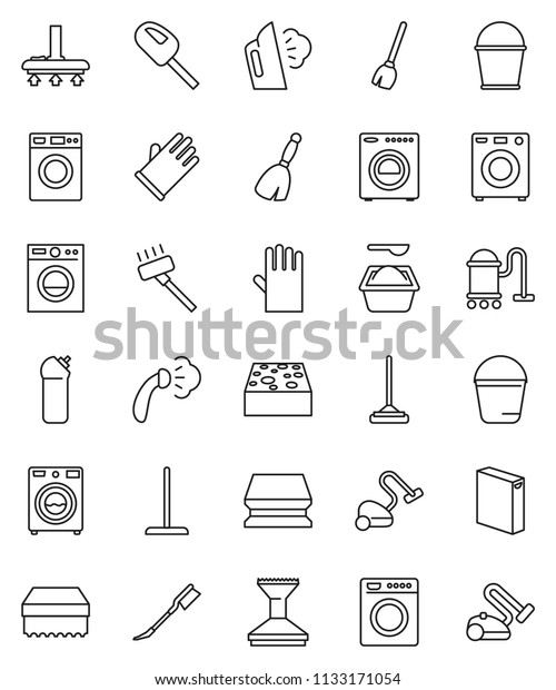 thin line vector icon set - broom
vector, vacuum cleaner, mop, bucket, sponge, car fetlock, steaming,
washer, washing powder, cleaning agent, rubber
glove