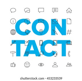 Thin Line Vector Icons - Contact