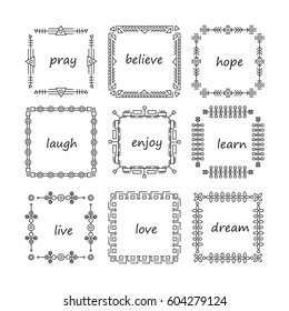 Thin line vector modern geometric frames with place for your text.