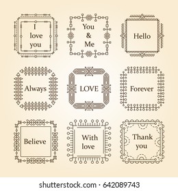 Thin line vector modern geometric frames with place for your text.