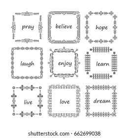 Thin line vector modern geometric frames with place for your text.