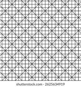 Thin line Vector monochrome seamless geometric pattern. Modern abstract black and white background, simple repeat texture. Geo design for decor, print
