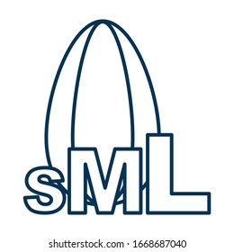 Thin line vector outline icon of size and volume of a sunflower seed on a white background isolated with editable stroke. Kernel with the letters S M L. Small pea, large and medium
