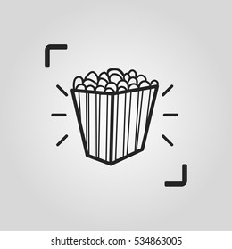 Thin line vector popcorn icon, one of a set of web icons. EPS10