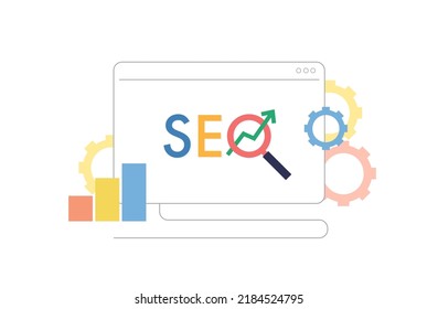 Thin line vector for SEO optimization, Search algorithm, SEO analysis, Digital marketing, SEO friendly website concept. Vector illustration flat design style. Search analysis concept.