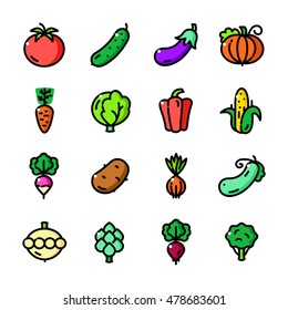 Thin line Vegetables icons set, Harvesting outline logos vector illustration