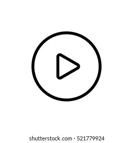thin line video play icon on white background