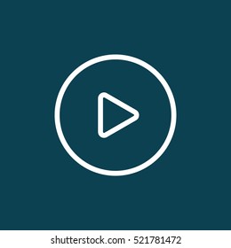 thin line video play icon on blue background