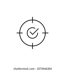 Thin line of viewfinder, target, shoot, goal, tick. Editable vector stroke100x100 Pixel Perfect.