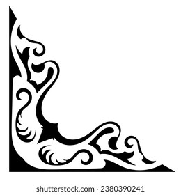 Thin line vintage corner. Medieval period of the Victorian dynasty. Fancy black monogram frame design element abstract icon collection Flower simple symbol	
