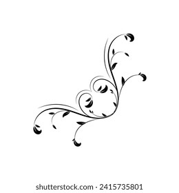Thin line vintage corner. Medieval period of the Victorian dynasty. Fancy black monogram frame design element abstract icon collection