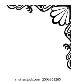 Thin line vintage corner. Medieval period of the Victorian dynasty. Fancy black monogram frame design element abstract icon collection Flower simple symbol