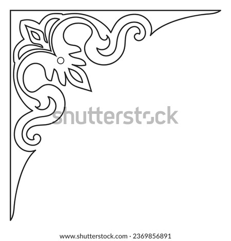 Thin line vintage corner. Medieval period of the Victorian dynasty. Fancy black monogram frame design element abstract icon collection Flower simple symbol