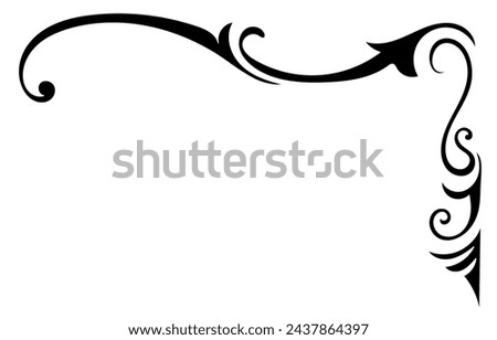 Thin line vintage corner. Medieval period of the Victorian dynasty. Fancy black monogram frame design element abstract icon collection Flower simple symbol