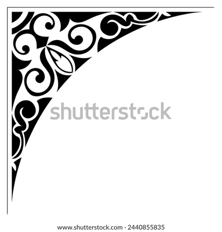 Thin line vintage corner. Medieval period of the Victorian dynasty. Fancy black monogram frame design element abstract icon collection Flower simple symbol