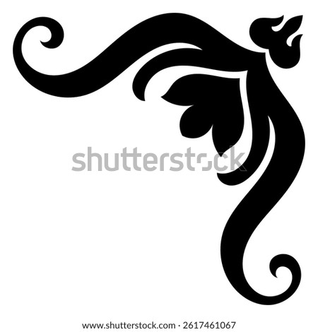 Thin line vintage corner. Medieval period of the Victorian dynasty. Fancy black monogram frame design element abstract icon collection Flower simple symbol