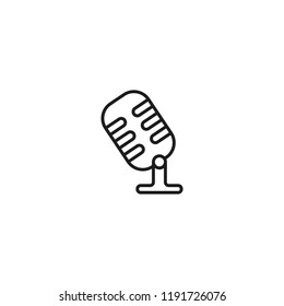 thin line vintage microphone icon on white background
