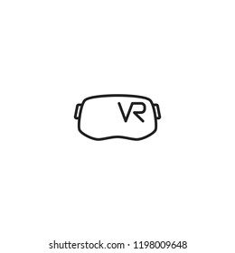thin line vr headset icon on white background