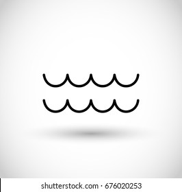 Thin Line Water Wave Icon Vector