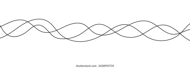 Thin line wave abstract background. Vector illustration isolated on white background