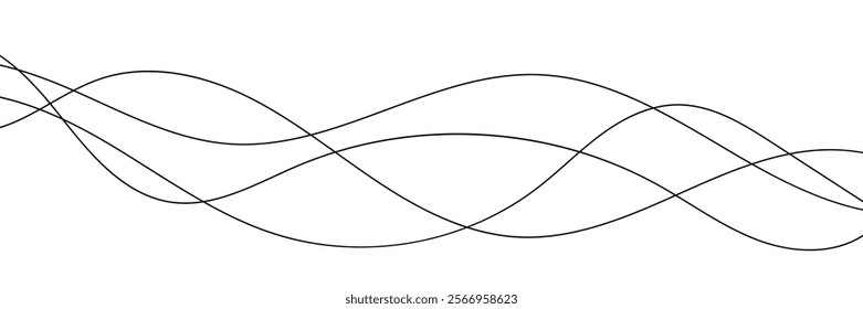 Thin line wavy abstract background. Vector illustration