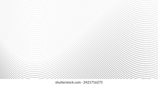 Thin line wavy abstract vector background. Curve wave seamless pattern. Line art striped graphic template. Vector illustration. lines waving