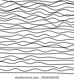 Thin line wavy abstract vector background. Curve wave. Line art striped graphic template. Vector illustration.