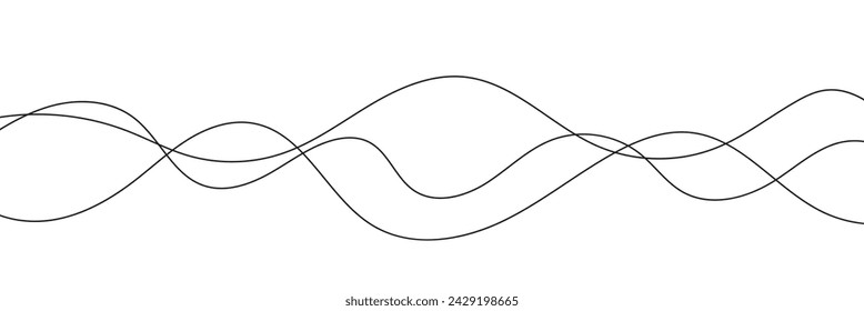 Thin line wavy abstract vector background. Curve wave seamless pattern. Line art striped graphic template. Vector illustration.