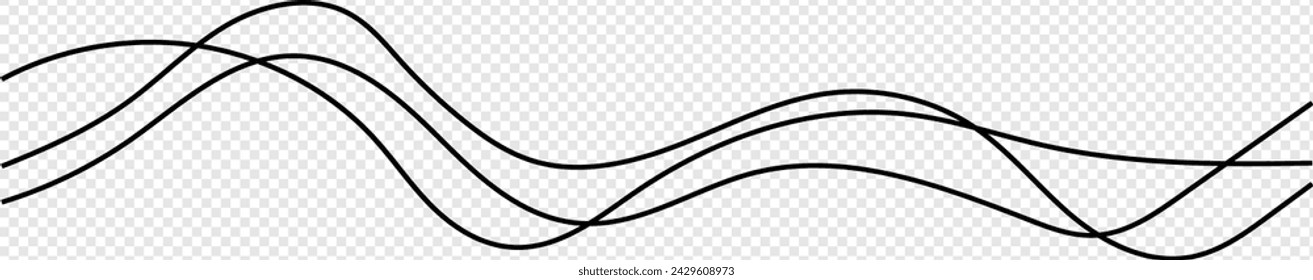 Thin line wavy abstract vector background. Curve wave seamless pattern. Line art striped graphic template. Vector illustration.