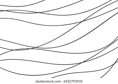 Thin line wavy abstract vector background. Curve wave. Line art striped graphic template. Vector illustration.