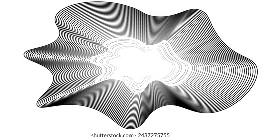 Thin line wavy abstract vector background. Curve wave seamless pattern. Line art striped graphic template