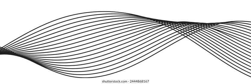 Thin line wavy abstract vector background. Curve wave seamless pattern. Line art striped graphic template. Vector file. EPS 10