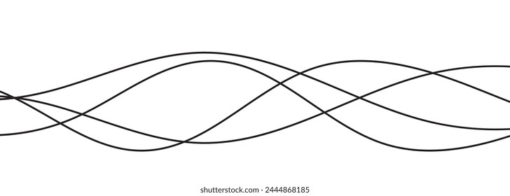 Thin line wavy abstract vector background. Curve wave seamless pattern. Line art striped graphic template. Vector file. EPS 10