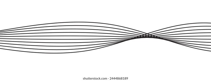 Thin line wavy abstract vector background. Curve wave seamless pattern. Line art striped graphic template. Vector file. EPS 10