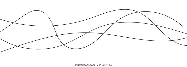 Thin line wavy abstract vector background. Curve wave seamless pattern. Line art striped graphic template. Vector design. Vector illustration. Eps file 46.