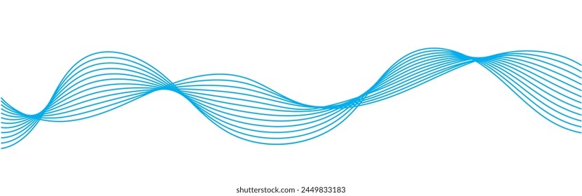 Thin line wavy abstract vector background. Curve wave seamless pattern. Line art striped graphic template. Vector illustration.