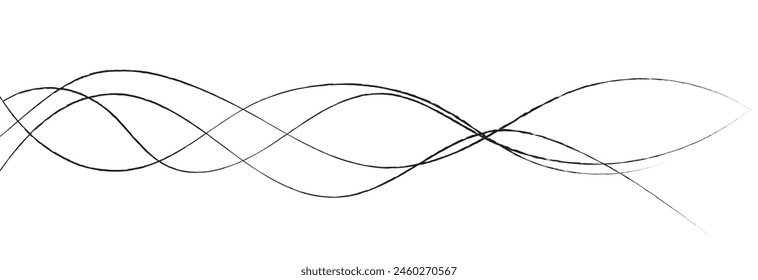  Thin line wavy abstract vector on white background. Curve wave seamless pattern. Line art striped graphic template. Vector illustration.