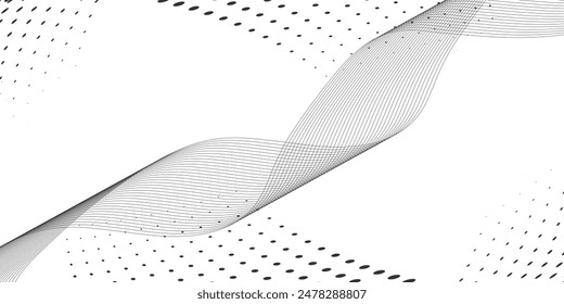 Thin line wavy abstract vector background. Curve wave seamless pattern. Line art striped graphic template. Vector illustration.